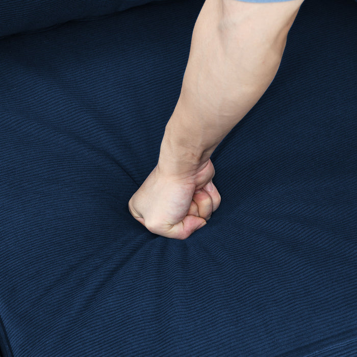 Arm Single Seat Of Module Sofa, Navy Blue Corduroy Velvet, Spring Pack Cushions