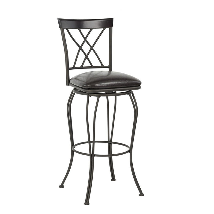 Industrial Counter Height Bar Stools (Set of 2) Swivel Barstools With Metal Back For Kitchen Island, 29" Height Round Seat