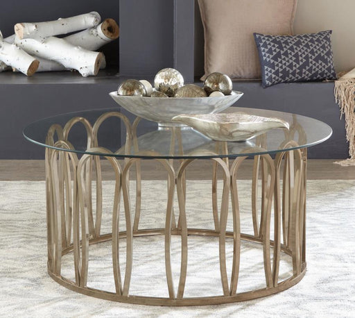 Monett - Round Coffee Table - Chocolate Chrome And Clear Unique Piece Furniture