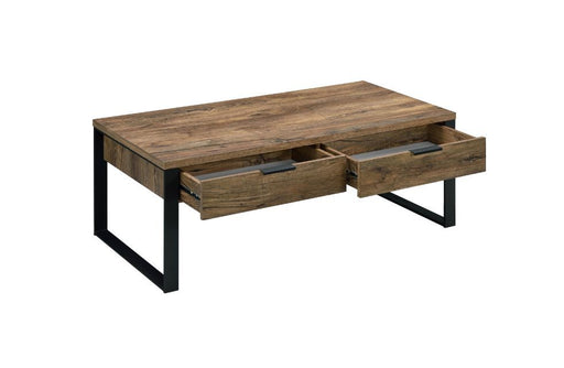Aflo - Coffee Table - Weathered Oak & Black Finish Unique Piece Furniture