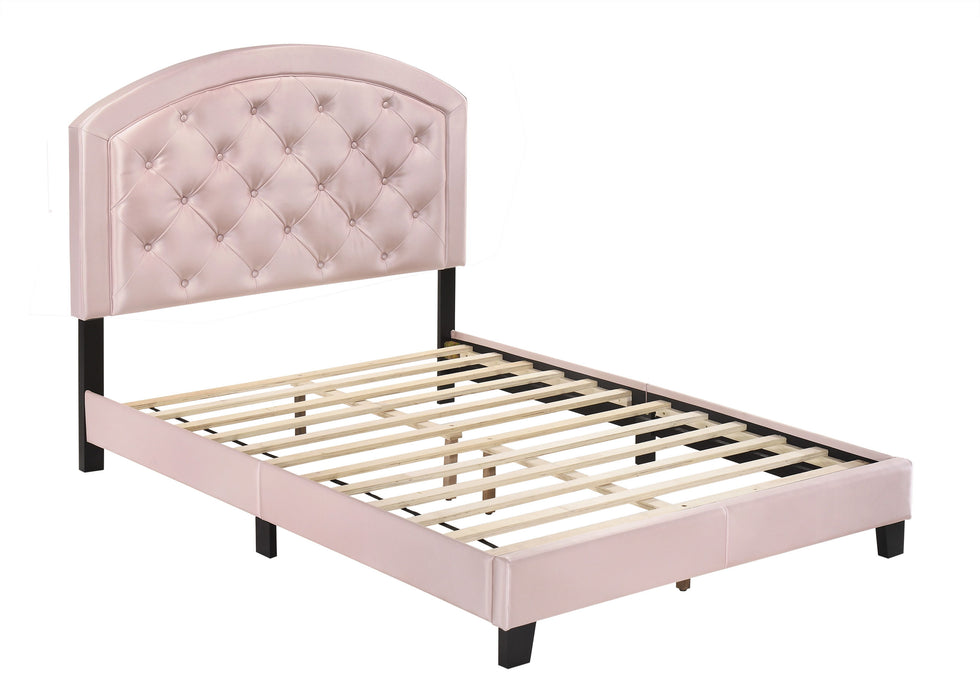 Full Upholstered Platform Bed With Adjustable Headboard 1 Piece Full Size Bed Pink Fabric