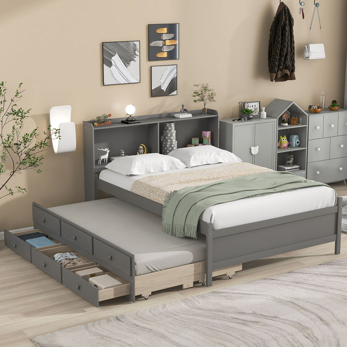 Full Bed With Bookcase - Gray