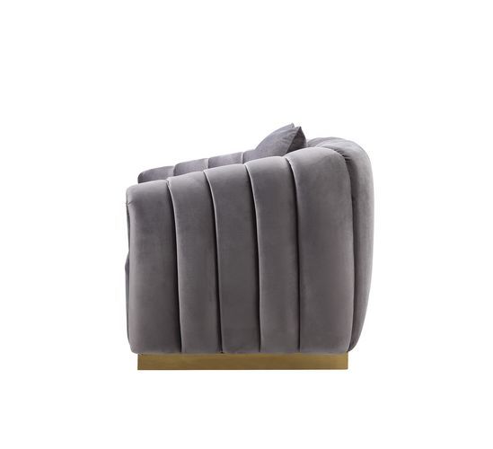Elchanon - Loveseat - Gray Velvet & Gold Finish Unique Piece Furniture