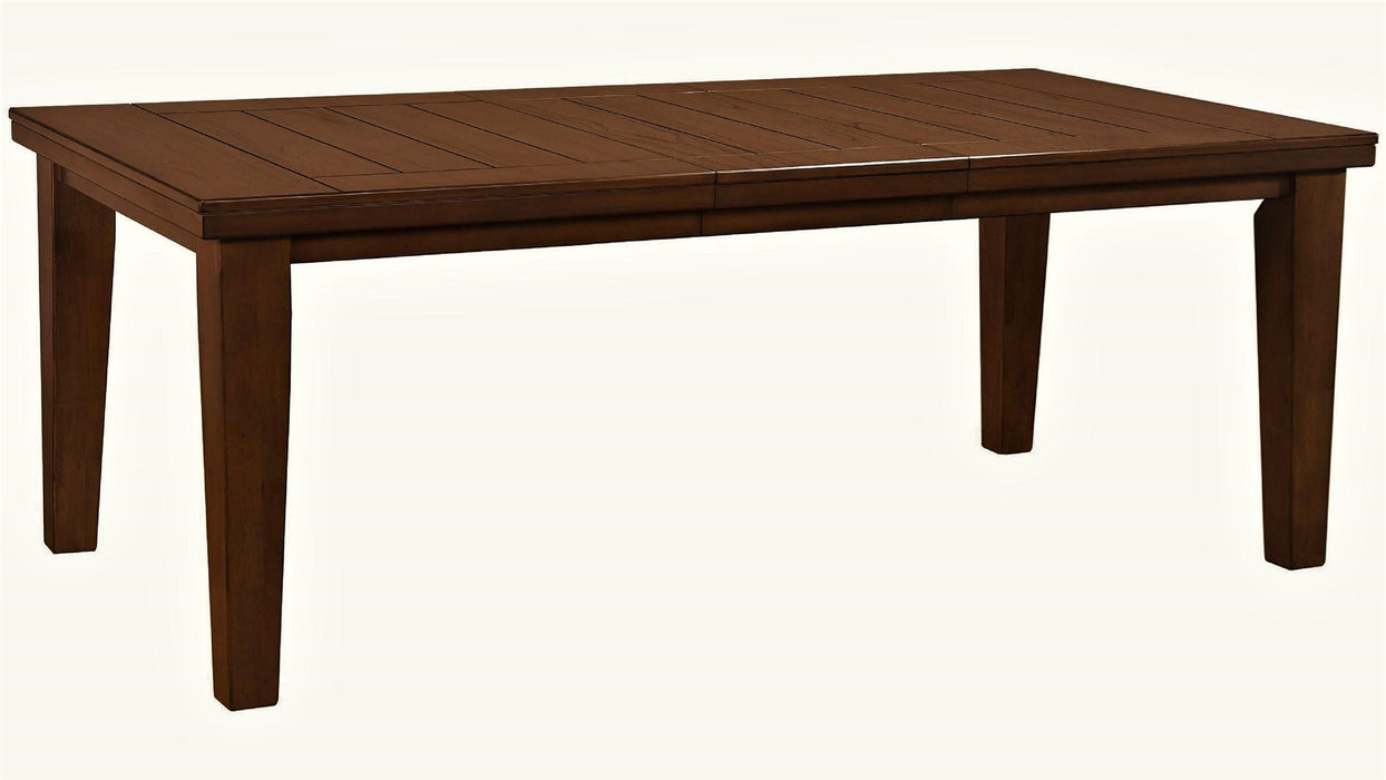 1 Piece Contemporary Style Dining Rectangular Table With18" Leaf Tapered Block Feet Brown Wood Finish Dining Room Solid Wood Wooden Furniture