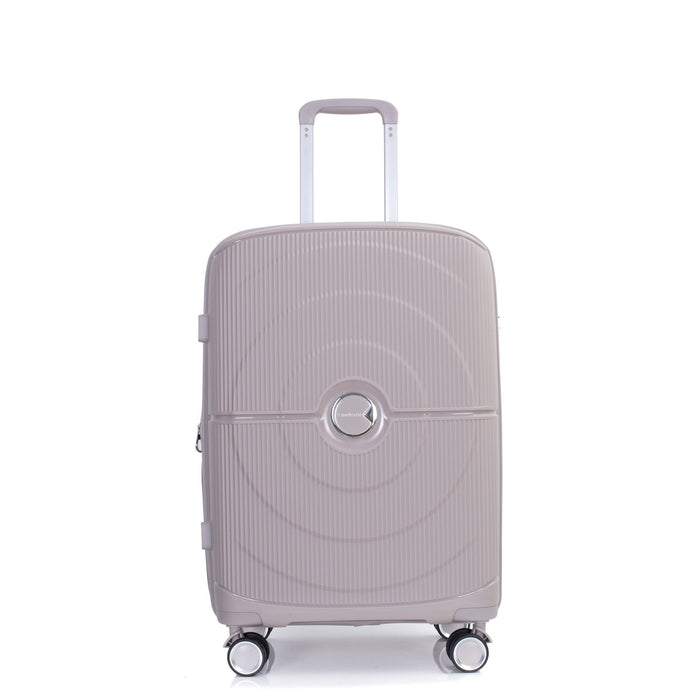 Expandable Hardshell Suitcase Double Spinner Wheels Pp Luggage Sets Lightweight Durable Suitcase With Tsa Lock, 3 Piece Set - Griege