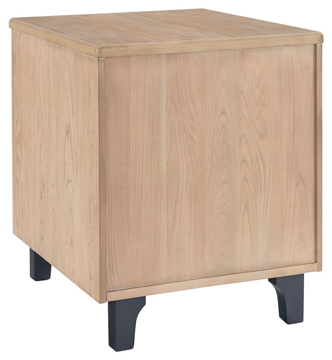 Freslowe - Light Brown / Black - Rectangular End Table Unique Piece Furniture