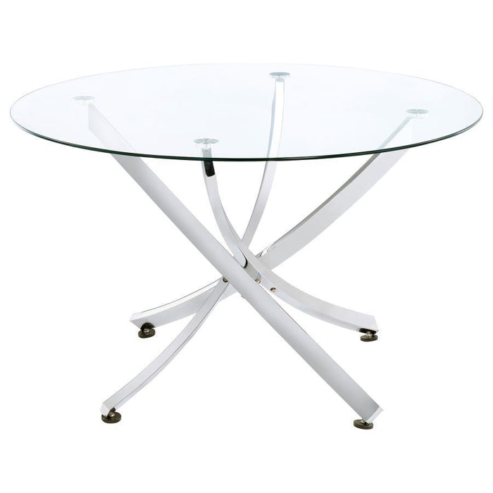 Beckham - 5 Piece Round Dining Set - Chrome And White Unique Piece Furniture