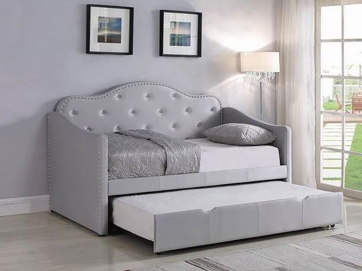 Elmore - Upholstered Twin Daybed With Trundle - Pearlescent Gray Unique Piece Furniture