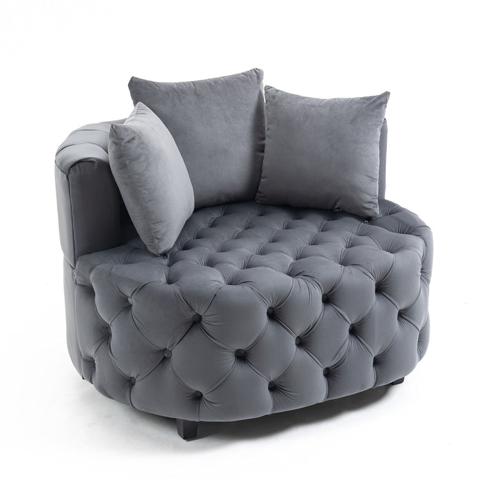 Accent Chair / Classical Barrel Chair For / Modern Leisure Chair - Gray