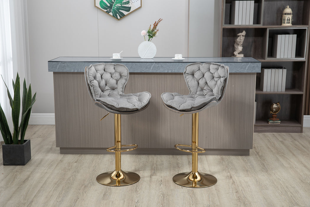 Coolmore Bar Stools With Back And Footrest Counter Height Chairs (Set of 2) - Gray