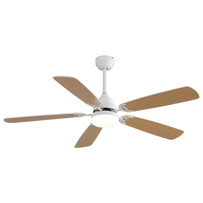 Indoor Modern Ceiling Fan With Dimmable 6 Speed Wind 5 Plywood Blades Remote Control Reversible Dc Motor With LED Light