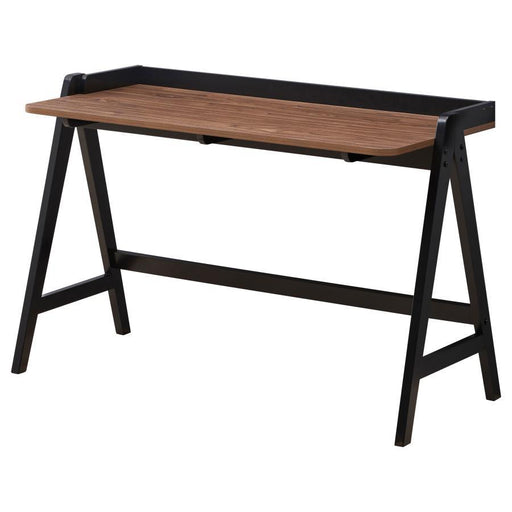 Raul - Writing Desk - Walnut And Black With USB Ports Unique Piece Furniture