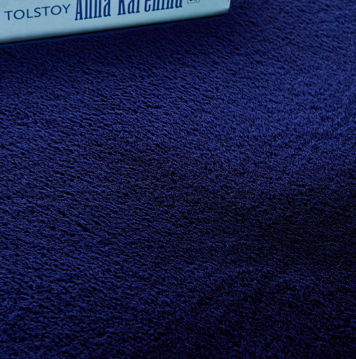 Lily Luxury Chinchilla Faux Fur Rectangular Area Rug Navy Blue