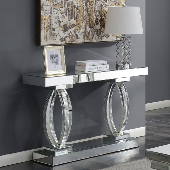 Amalia - Rectangular Sofa Table With Shelf - Clear Mirror Unique Piece Furniture