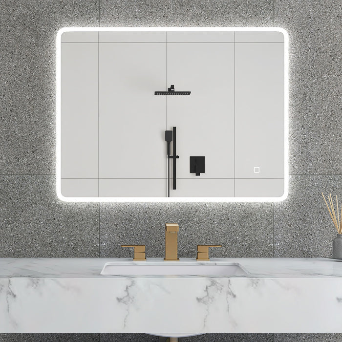 32 X 24" Large Rectangular Frameless Wall - Mount Anti-Fog LED Light Bathroom Vanity Mirror