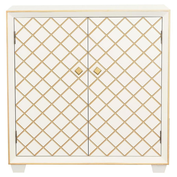 Belinda - 2-Door Accent Cabinet - White And Gold Unique Piece Furniture