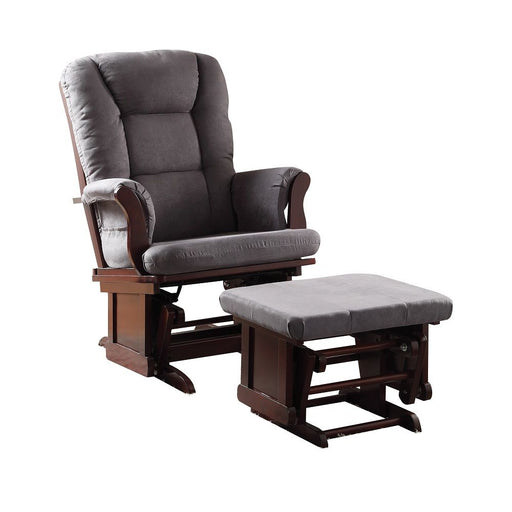 Aeron - Accent Chair - Gray Microfiber & Cherry Unique Piece Furniture