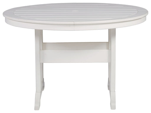 Crescent Luxe - White - Round Dining Table W/Umb Opt Unique Piece Furniture