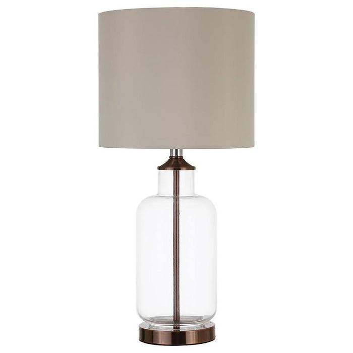 Aisha - Drum Shade Table Lamp - Creamy Beige And Clear Unique Piece Furniture