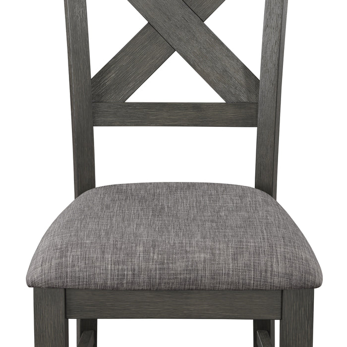 Transitional Farmhouse (Set of 2) Dining Chair Gray Upholstered Seat X-Back Design Dining Room Wooden Furniture