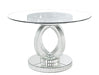 Ornat - Dining Table - Clear Glass, Mirrored & Faux Diamonds - 30" Unique Piece Furniture
