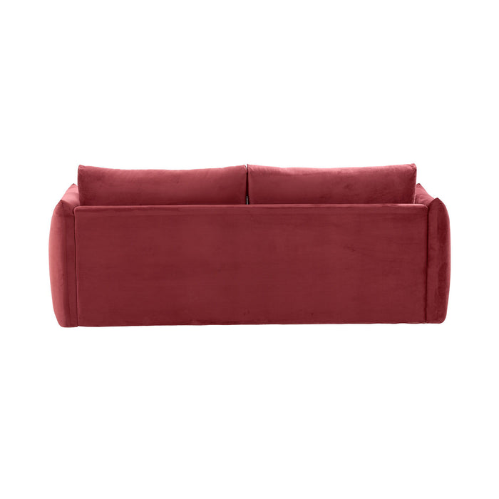 Sectional Sofa, 3 Seater Sofa With 3 Pillows For Living Room, Velvet For Bedroom, Living Room Wine Red