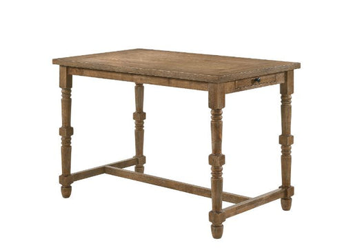 Farsiris - Counter Height Table - Weathered Oak Finish Unique Piece Furniture