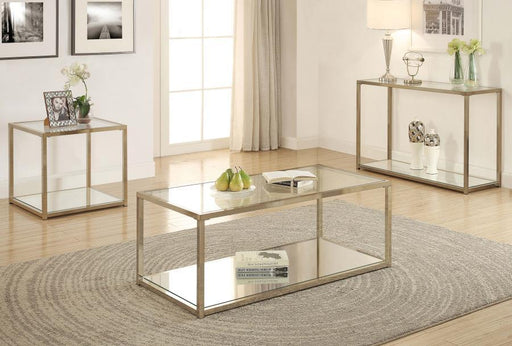 Cora - End Table With Mirror Shelf - Chocolate Chrome Unique Piece Furniture