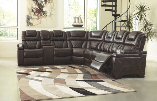 Warnerton - Chocolate - Left Arm Facing Power Loveseat With Console 3 Pc Sectional Unique Piece Furniture