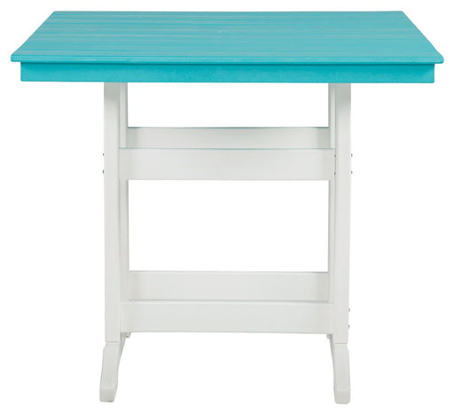 Eisely - Turquoise / White - Square Counter Tbl W/Umb Opt Unique Piece Furniture