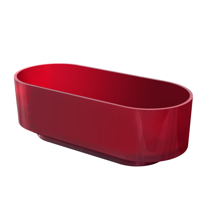 Clear Cherry Red Solid Surface Bathtub For Bathroom