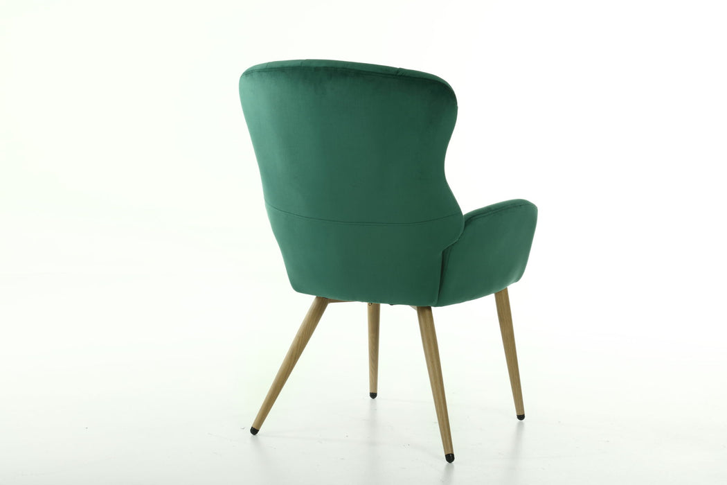 Hengming Accent Chair Modern Tufted Button Wingback Vanity Chair With Arms Upholstered Tall Back - Green