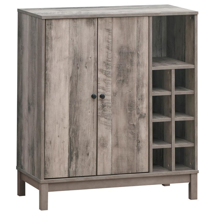 Cheyenne - 2-Door Wine Cabinet With Stemware Rack - Weathered Acacia Unique Piece Furniture