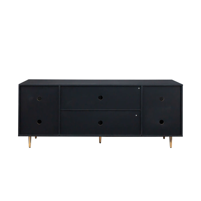 Sideboard Buffet Console Table With Adjustable Shelves - Black