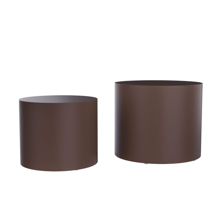 MDF Nesting Table (Set of 2) Round Side Table Brown