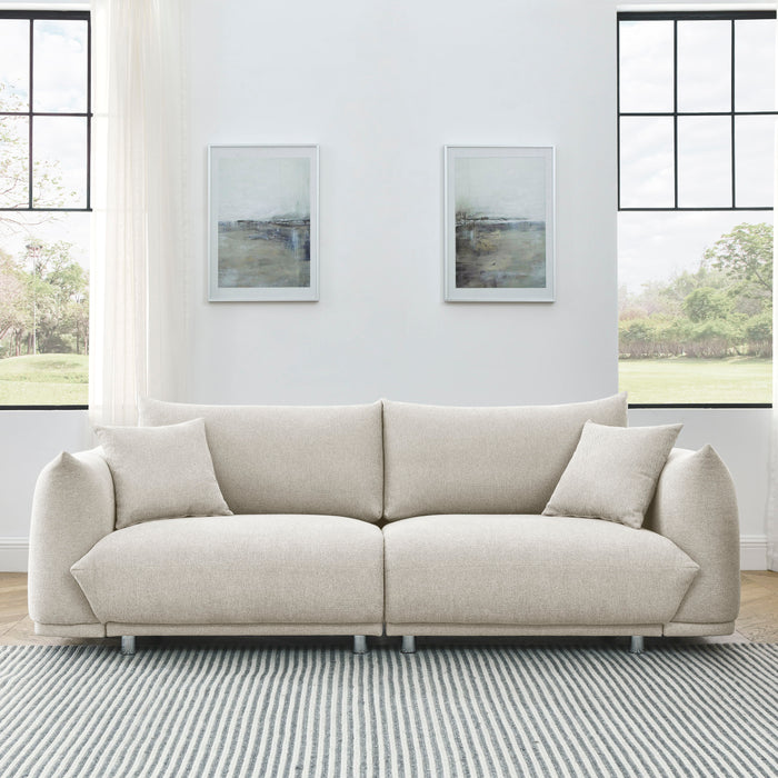 Modern Couch For Living Room Sofa, Solid Wood Frame And Stable Metal Legs, 2 Pillows, Sofa Furniture For Apartment