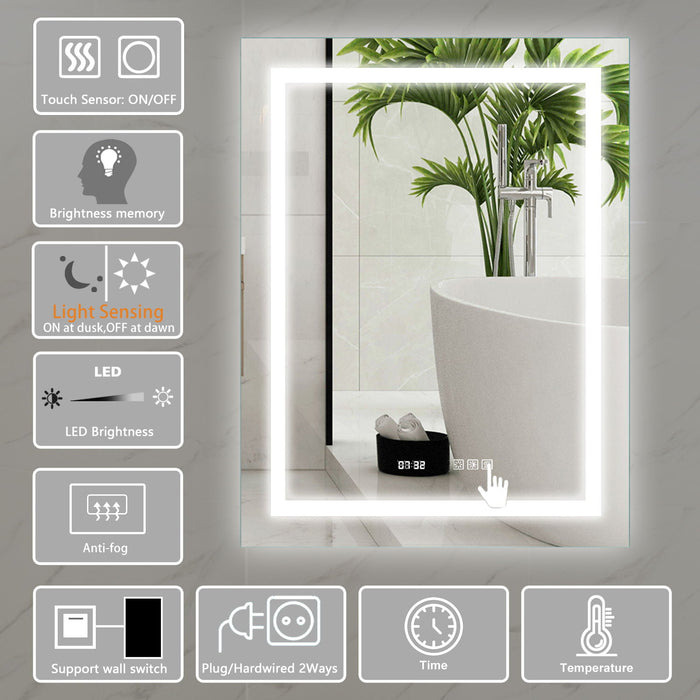 28'' x 36'' LED Lighted Bathroom Mirror Cabinet With Motion-Sensor Switch - Anthracite