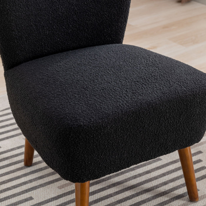 Boucle Upholstered Armless Accent Chair Modern Slipper Chair, Cozy Curved Wingback Armchair, Corner Side Chair For Bedroom Living Room Office Cafe Lounge Hotel Black