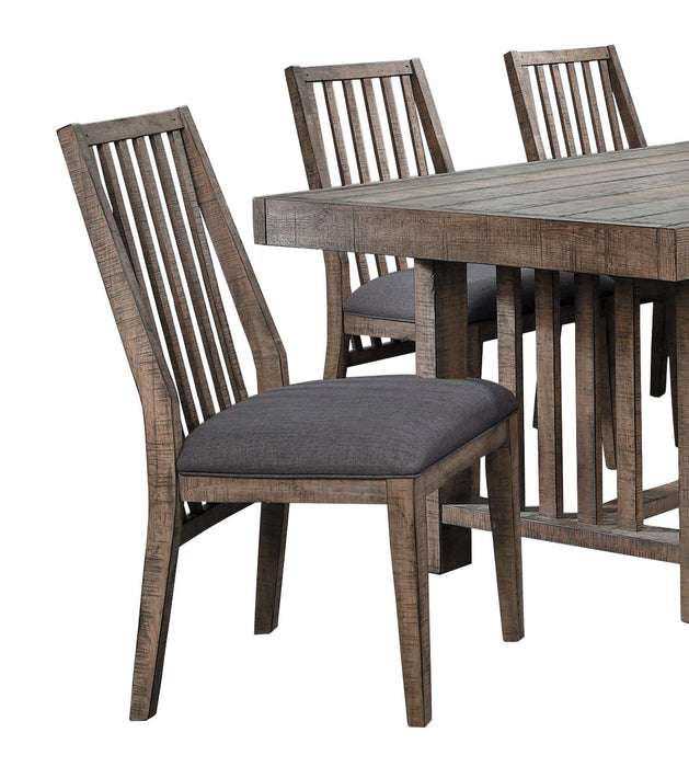Wooden Side Chairs 2 Pieces Set Padded Fabric Covered Seats Natural Weathering Look Dining Room Furniture