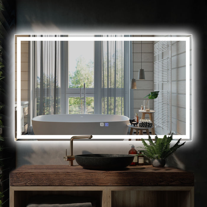 60 X 28" LED Bathroom Vanity Mirror With Light, Anti Fog, Dimmable, Color Temper 5000K, Backlit / Front Lit, Both Vertical And Horizontal Wall Mounted Vanity Mirror