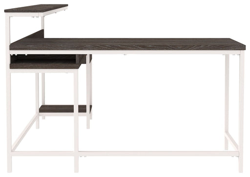 Dorrinson - White / Black / Gray - L-desk With Storage Unique Piece Furniture