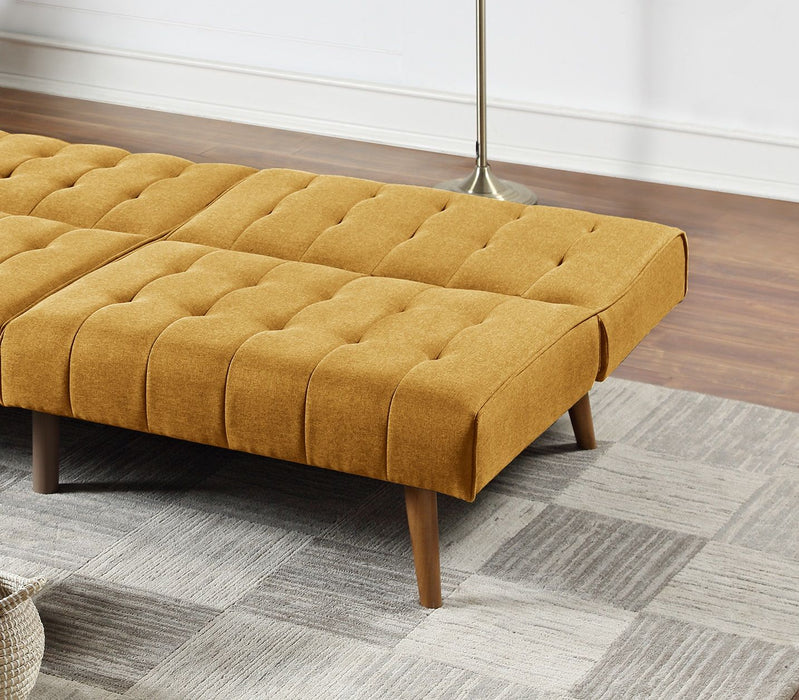 Mustard Color Modern Convertible Sofa 1 Piece Set Couch Polyfiber Plush Tufted Cushion Sofa Living Room Furniture Wooden Legs
