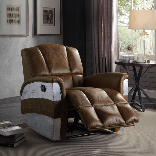 Brancaster - Recliner - Retro Brown Top Grain Leather & Aluminum Unique Piece Furniture