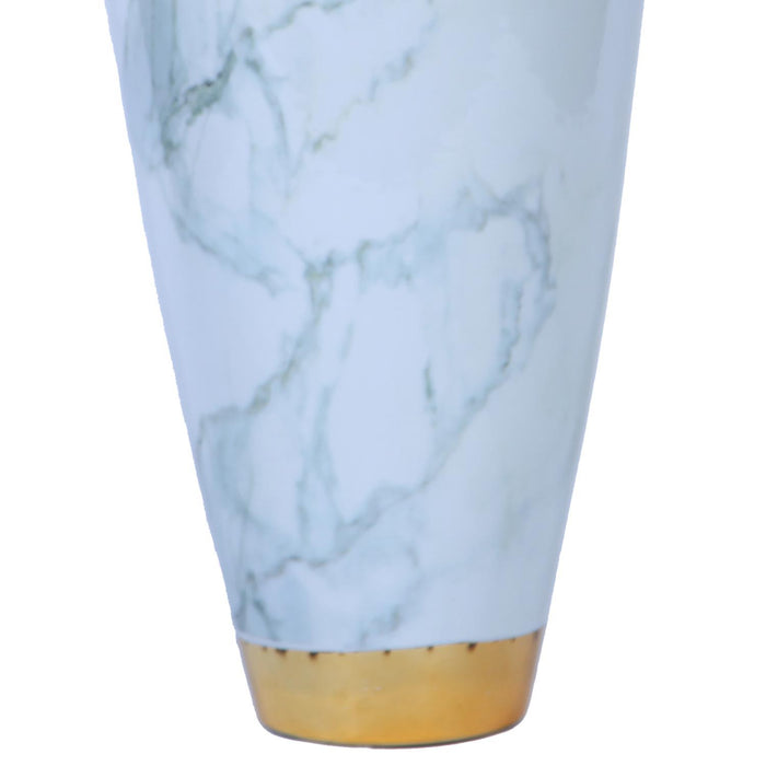 Elegant Celadon Marble Ceramic Vase With Gold Accents - Timeless Home Decor