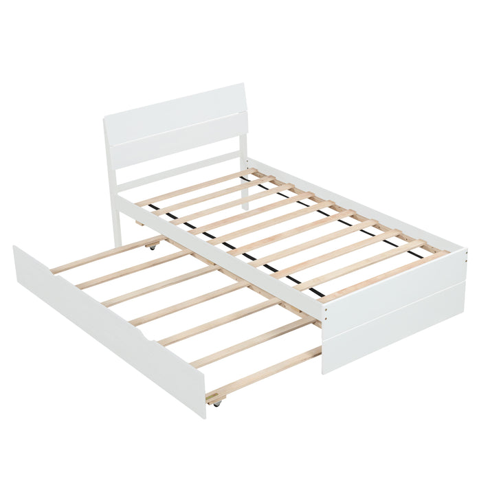 Modern Twin Bed Frame With Trundle For White High Gloss Color