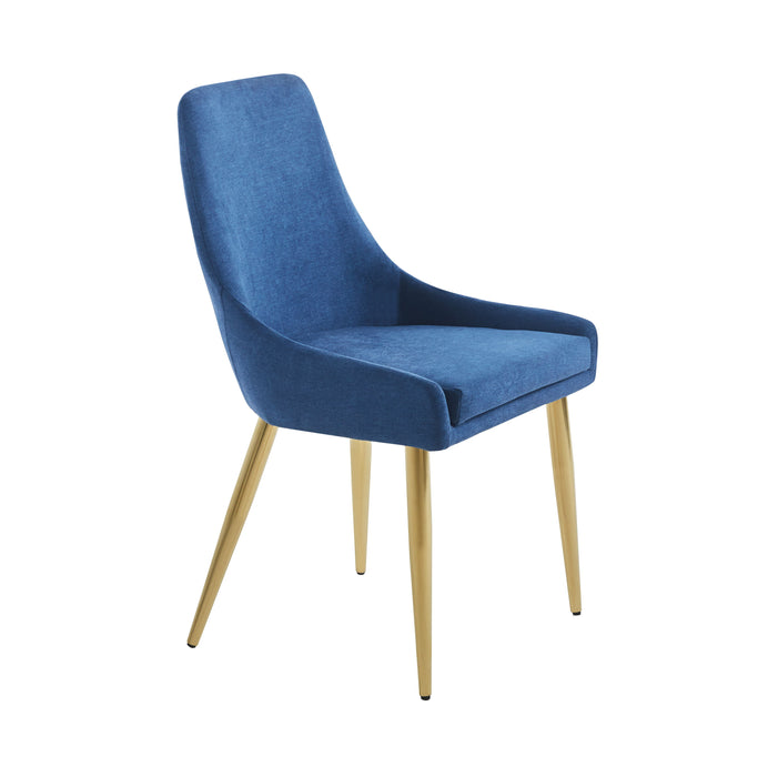 Fabric Dining Chairs (Set of 2), Upholstered Armless Accent Chairs, Classical Appearance And Stainless Steel - Blue