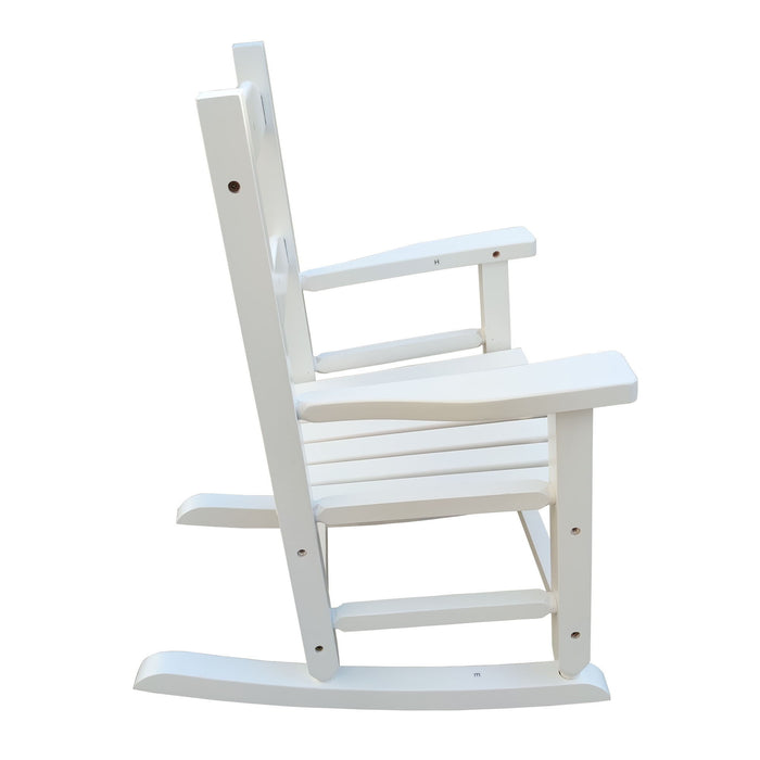 Children's Rocking White Chair-Indoor Or Outdoor - Suitable For Kids - Durable - Populus Wood