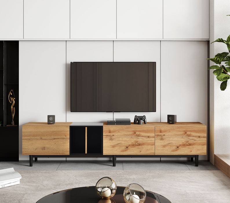 Modern TV Stand For 80'' TV With 3 Doors, Media Console Table, Entertainment Center With Large Storage Cabinet For Bedroom
