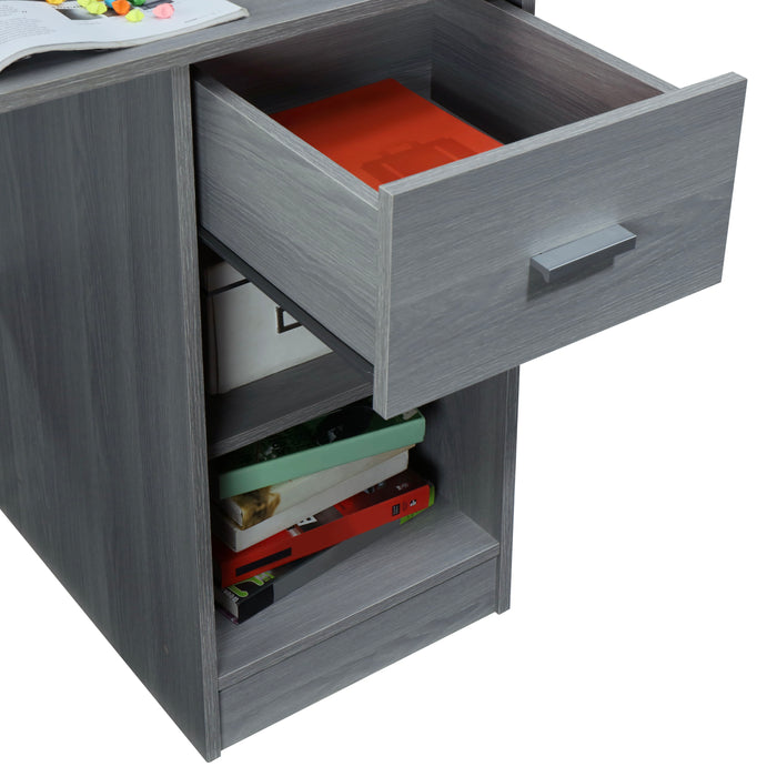 Techni Mobili Modern Office Desk With Hutch, Gray