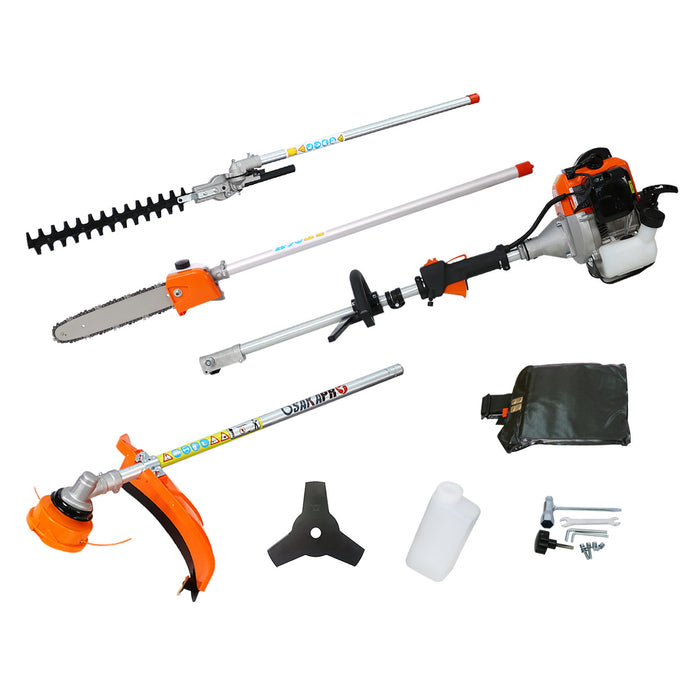 4 In 1 Multi-Functional Trimming Tool, 2 - Cycle Garden Tool System With Gas Pole Saw, Hedge Trimmer, Grass Trimmer
